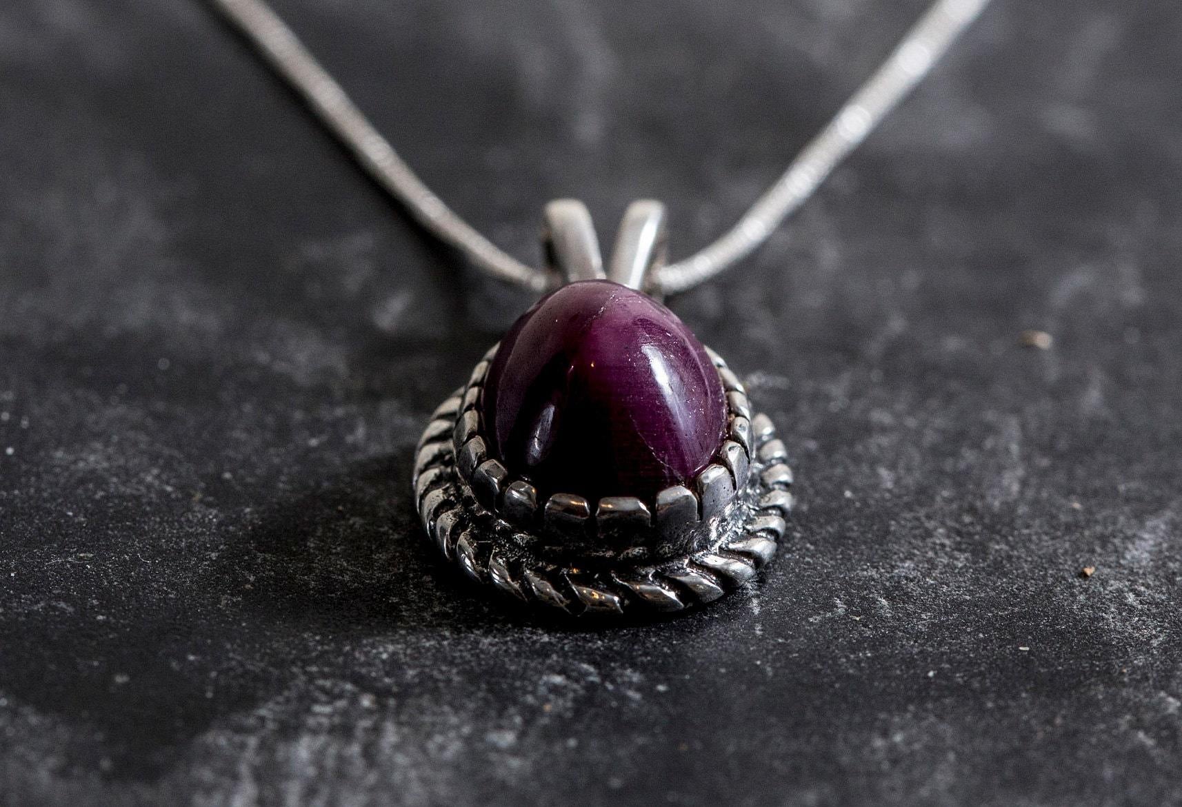 Elegant 925 Sterling Silver Ruby Pendant featuring an Oval Natural Red Ruby, perfect for everyday wear and special occasions.