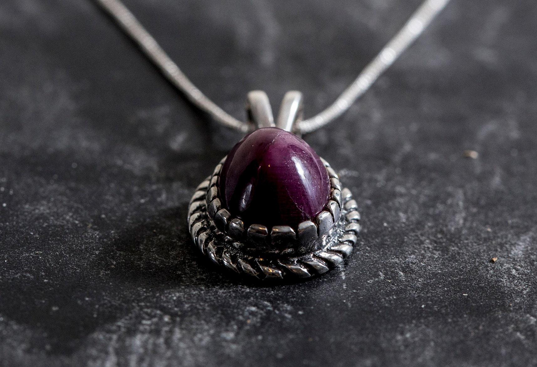 Elegant 925 Sterling Silver Ruby Pendant featuring an Oval Natural Red Ruby, perfect for everyday wear and special occasions.