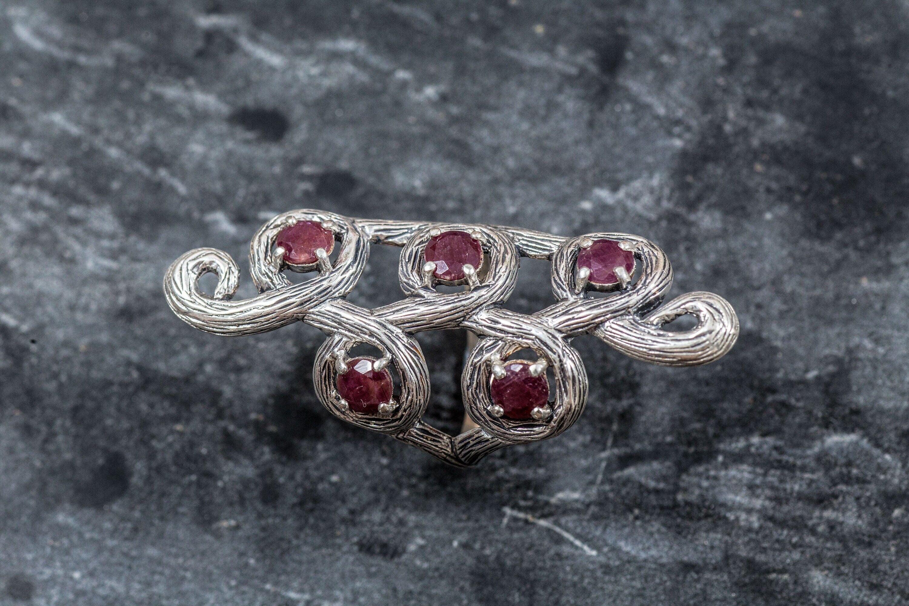 Stunning 925 Sterling Silver Ruby Ring featuring a round red gem, ideal for birthday gifts and special celebrations in July.