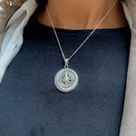 Compass Diamond Necklace, Vintage Compass Necklace, Silver Compass Pendant