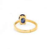 Back view of tanzanite gold ring displaying band detail and gemstone setting craftsmanship