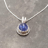 Tanzanite Necklace - Oval Tanzanite Pendant - Blue Vintage Necklace