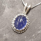 Tanzanite Necklace - Oval Tanzanite Pendant - Blue Vintage Necklace