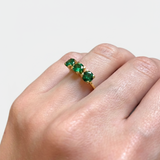 Elegant 18k Gold Vermeil Ring featuring Round Created Green Emerald, perfect for birthdays and everyday wear. May birthstone gift.