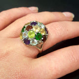 Topaz Statement Ring - Colorful Sphere Ring - Multistone Cluster Ring