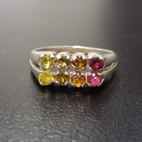 Tourmaline Ring - Double Row Ring - Colorful Wide Ring