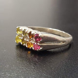 Tourmaline Ring - Double Row Ring - Colorful Wide Ring