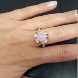 Tourmaline Ring - Pink Flower Ring - Tourmaline Victorian Ring