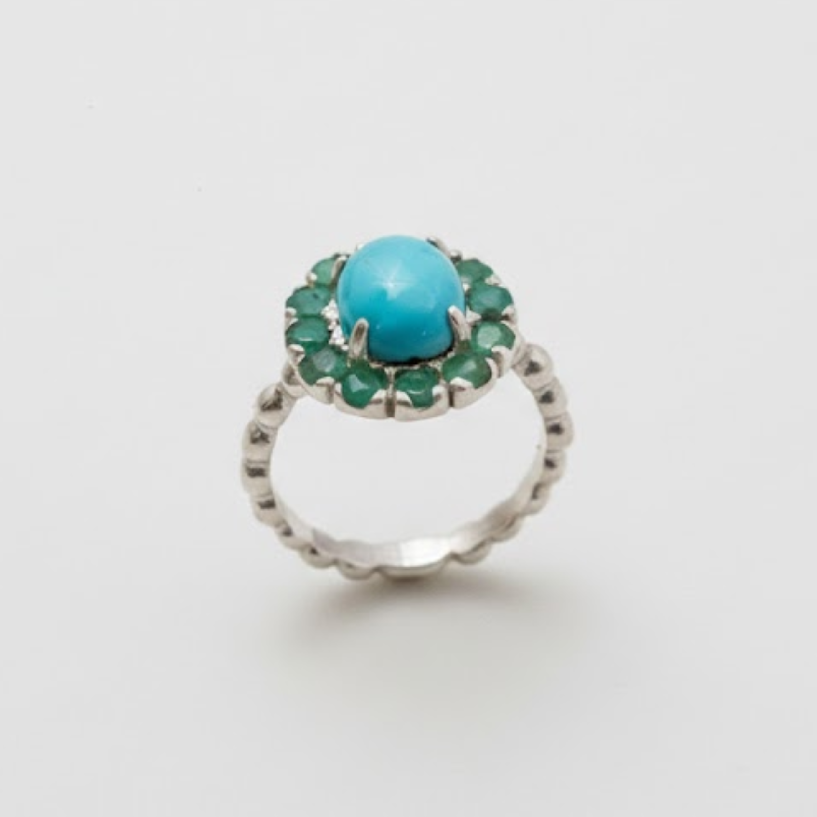 Beautiful 925 Sterling Silver ring showcasing a gleaming round natural turquoise, perfect for special occasions and meaningful gifts.