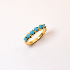 Turquoise Half Eternity Ring - 18k Gold Turquoise Ring - December Birthstone Band
