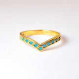 Turquoise Chevron Ring - 18k Gold Natural Turquoise V Shaped Ring - December Birthstone Band