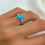 Elegant 925 Sterling Silver ring featuring a round natural blue turquoise, perfect for everyday wear and special occasions.