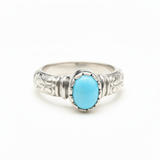 Natural Turquoise Ring made in 925 Sterling Silver with Round Natural Blue Turquoise in setting, December Birthstone gift idea, symbolizes Protection, Healing and Communaction, ideal for everyday wear and perfect for birthday gifting and special occasions.