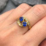 18k Gold Vermeil Sapphire Ring featuring Round Created Blue Sapphire, perfect for birthdays and special occasions.
