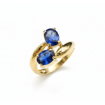 Elegant Created Sapphire Ring in 18k Gold Vermeil with Baguette Blue Sapphire, perfect for September birthdays and special occasions.