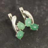 Unique Green Earrings - Natural Chrysoprase Earrings, 2 Stone Earrings