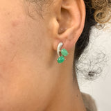 Unique Green Earrings - Natural Chrysoprase Earrings, 2 Stone Earrings