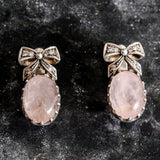 Ribbon Earrings, Rose quartz Earrings, Natural Rose Quartz, January Birthstone, Unique Earrings, Pink Earrings, Silver Earrings, Rose Quartz