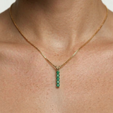 Elegant 18k Gold Vermeil Emerald Pendant showcasing a Round Created Green Emerald, perfect for May birthdays and special occasions.