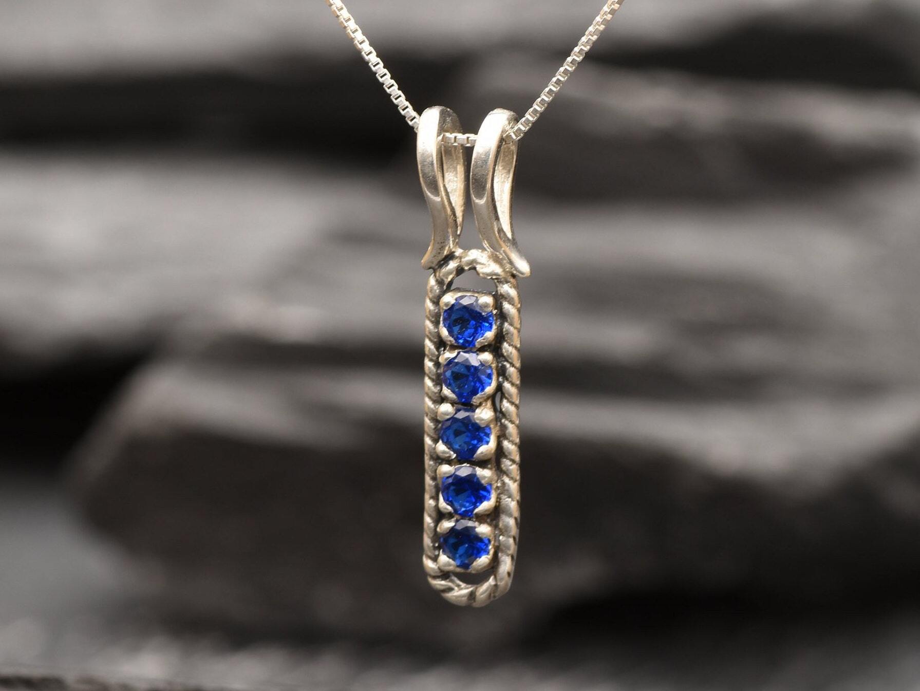 Beautiful Created Sapphire Pendant in 925 Silver, ideal September birthday gift, represents truth and sincerity for special occasions.