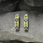 Vibrant hoop earrings set with Natural Mystic Topaz and Peridot, combining elegance with gemstone benefits, ideal for weddings or anniversaries