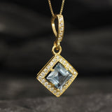 Vintage Blue Topaz Necklace - Genuine Blue Topaz Pendant - December Birthstone Necklace