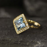 Vintage Blue Topaz Ring - Blue Gemstone Square Ring - December Birthstone Ring