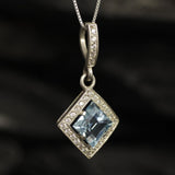 Vintage Blue Topaz Necklace - Genuine Blue Topaz Pendant - December Birthstone Necklace