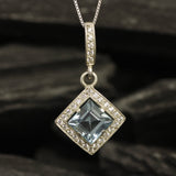 Vintage Blue Topaz Necklace - Genuine Blue Topaz Pendant - December Birthstone Necklace