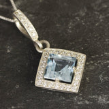 Vintage Blue Topaz Necklace - Genuine Blue Topaz Pendant - December Birthstone Necklace