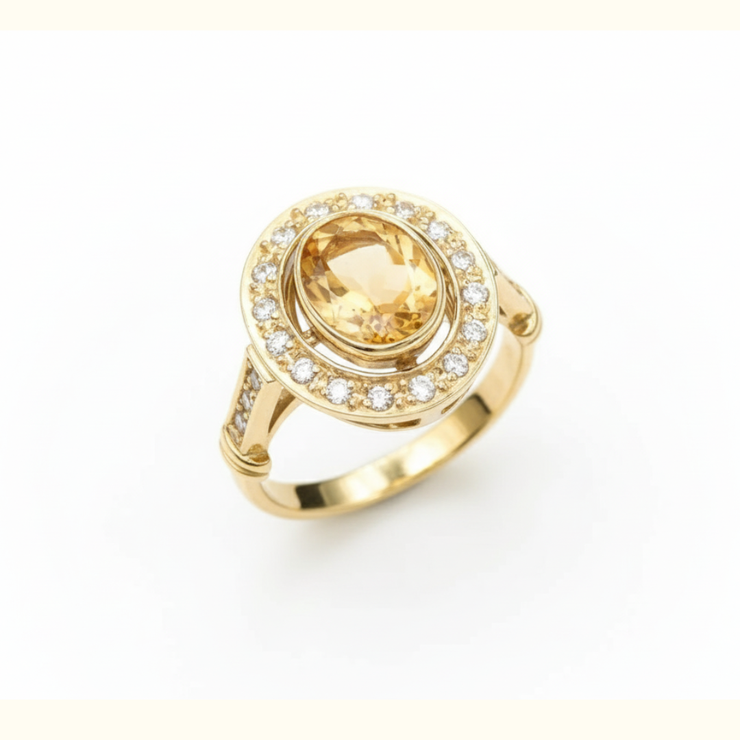 Natural Citrine Ring made in 18k Gold Vermeil with Natural Yellow Citrine in Bezel setting, November Birthstone gift idea, symbolizes joy, abundance, and personal power, ideal for everyday wear and perfect for birthday gifting and special occasions.