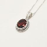Vintage Garnet Necklace - Natural Garnet Necklace - January Birthstone Pendant
