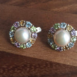 Vintage-style Natural Pearl earrings featuring Amethyst, Citrine, and Topaz, known to uplift mood and focus, perfect accessory for classy dinners or holiday events.