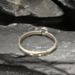 Sterling silver vintage band with calming Larimar, perfect for boho brides or spring birthdays.