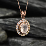 Vintage Quartz Necklace - Pink Rose Quartz Necklace - Rose Gold Quartz Pendant
