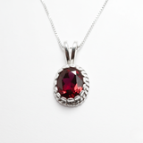 Created Ruby Pendant made in 925 Sterling Silver with Oval Created Red Ruby in Solitaire setting, July Birthstone gift idea, symbolizes nobility, purity, and passion, ideal for everyday wear and perfect for birthday gifting and special occasions.