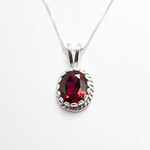 Created Ruby Pendant made in 925 Sterling Silver with Oval Created Red Ruby in Solitaire setting, July Birthstone gift idea, symbolizes nobility, purity, and passion, ideal for everyday wear and perfect for birthday gifting and special occasions.