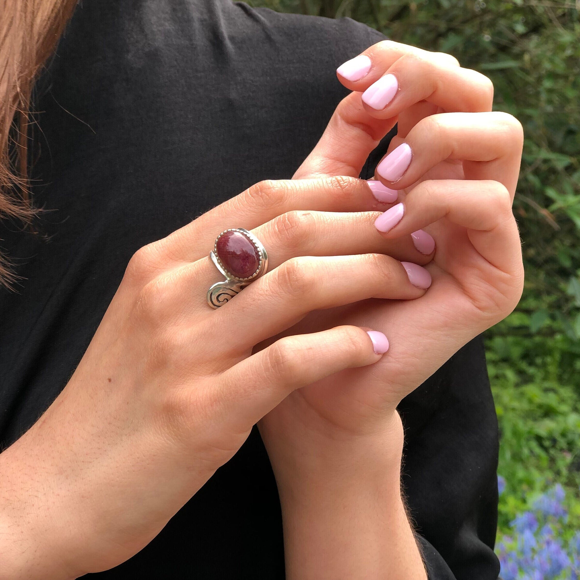 Elegant 925 Sterling Silver Ring featuring a vibrant Oval Natural Red Ruby, perfect for birthdays and special occasions.