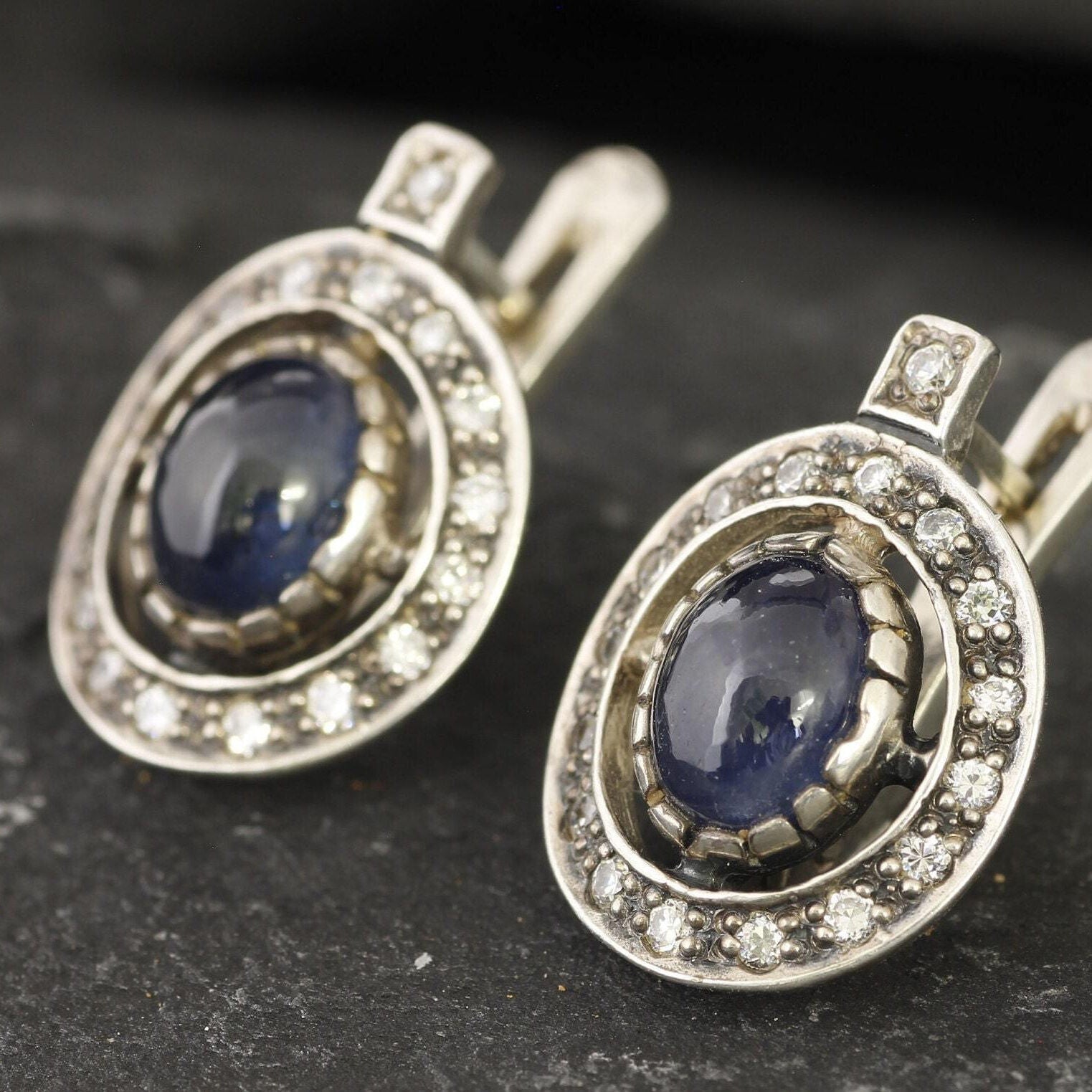 Charming Vintage Sapphire Earrings in 925 Silver, ideal for birthdays and special occasions, embracing natural beauty.