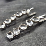 White Topaz Earrings, Evening Wear Earrings, Bridal Earrings, Sterling Silver Earrings, Long Silver Earrings, Bridal Jewelry, Bridal Set