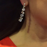 White Topaz Earrings, Evening Wear Earrings, Bridal Earrings, Sterling Silver Earrings, Long Silver Earrings, Bridal Jewelry, Bridal Set