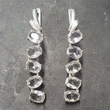White Topaz Earrings, Evening Wear Earrings, Bridal Earrings, Sterling Silver Earrings, Long Silver Earrings, Bridal Jewelry, Bridal Set