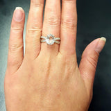 White Topaz Ring - Split Pave Band - Topaz Vintage Ring