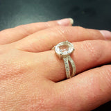 White Topaz Ring - Split Pave Band - Topaz Vintage Ring