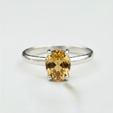 Charming Yellow Solitaire Ring with Natural Citrine in 925 Sterling Silver, a perfect addition to your jewelry collection.