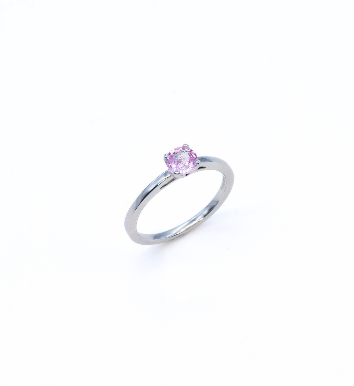 Certified Pink Sapphire Ring, Pink Sapphire Ring, Round Engagement Ring, Special Engagement Ring, 18k White Gold Ring