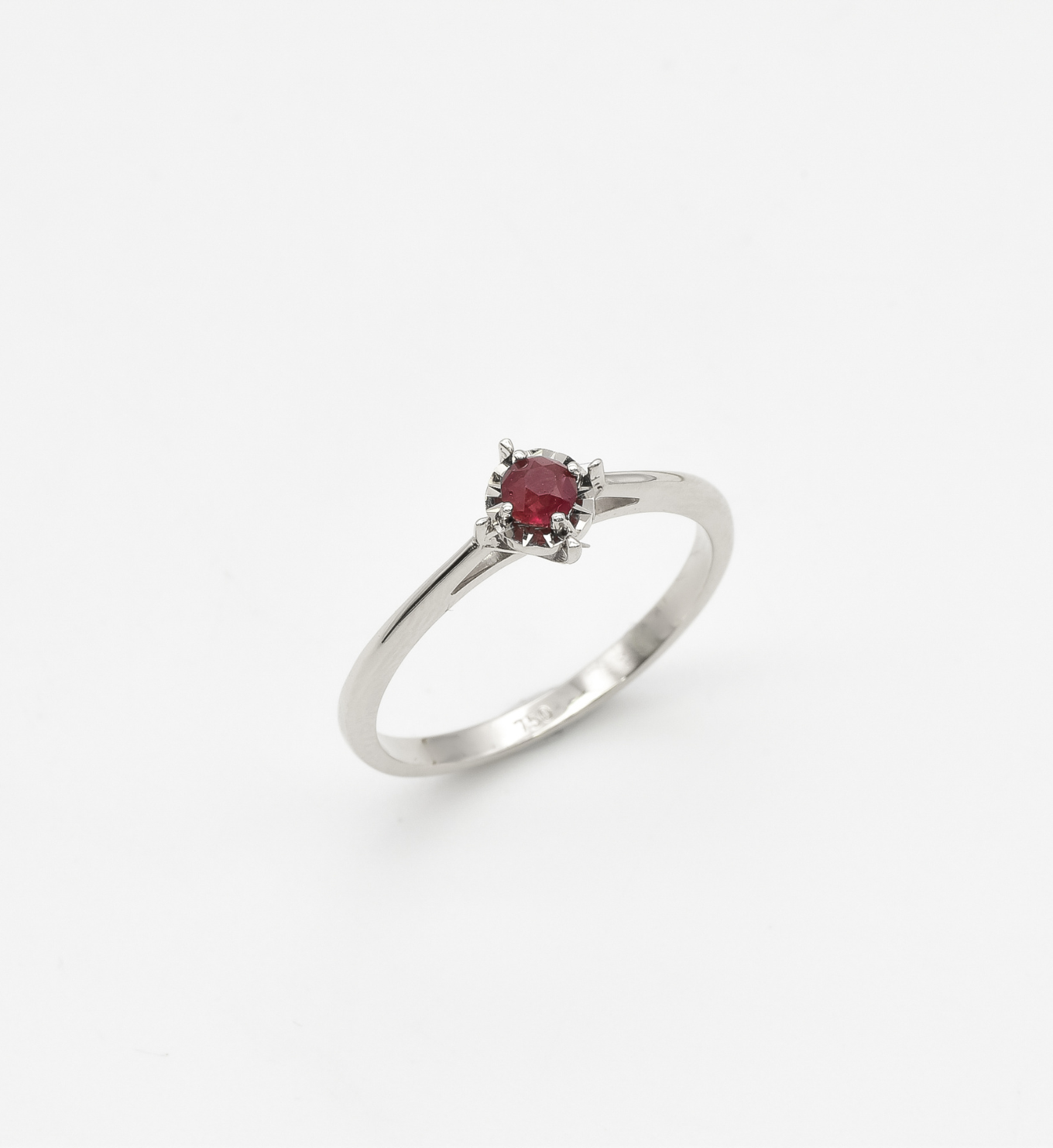 Dainty Ruby Ring, Minimalist Ruby Ring, 18k White Gold Ring