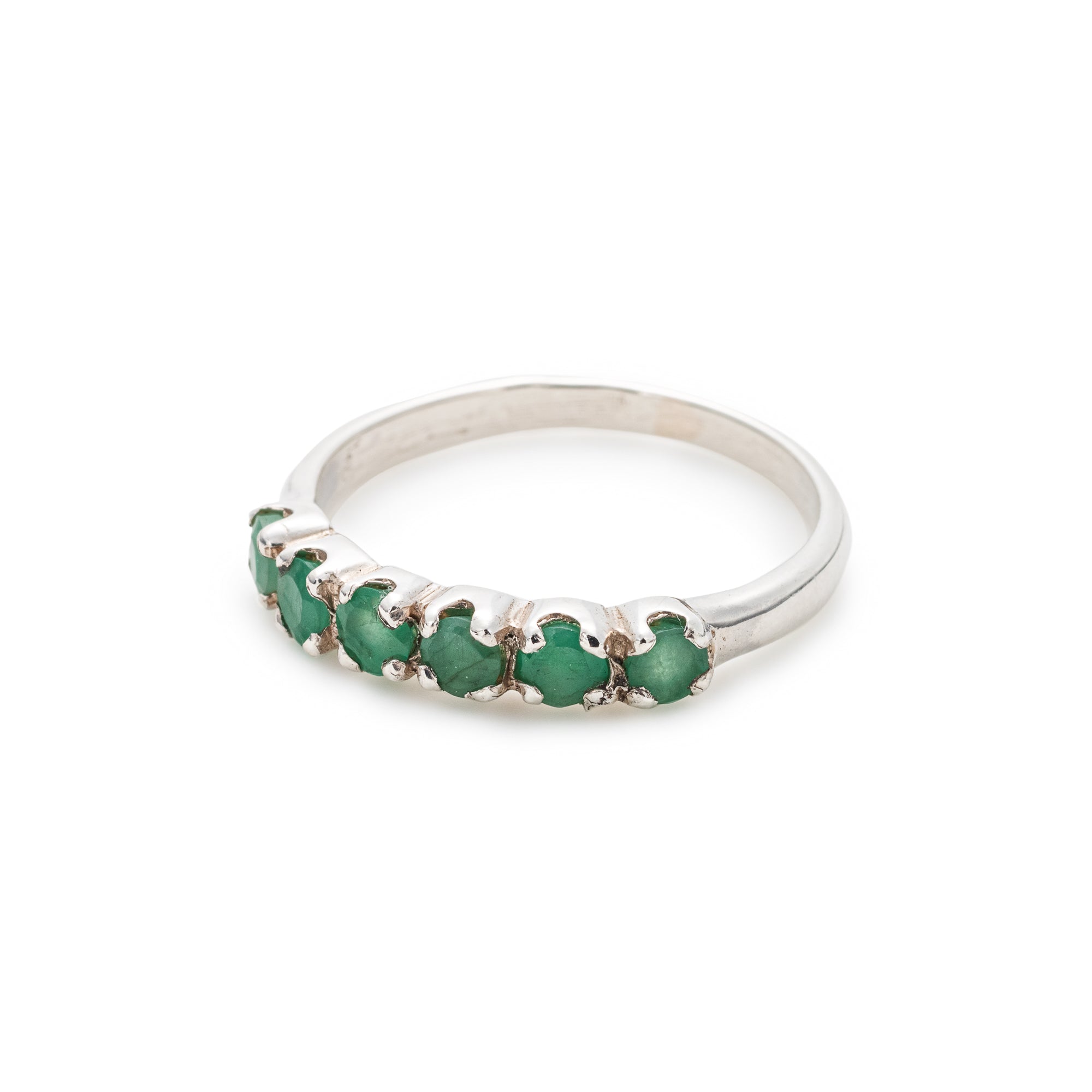 Real Emerald Ring in Half Eternity Stackable style