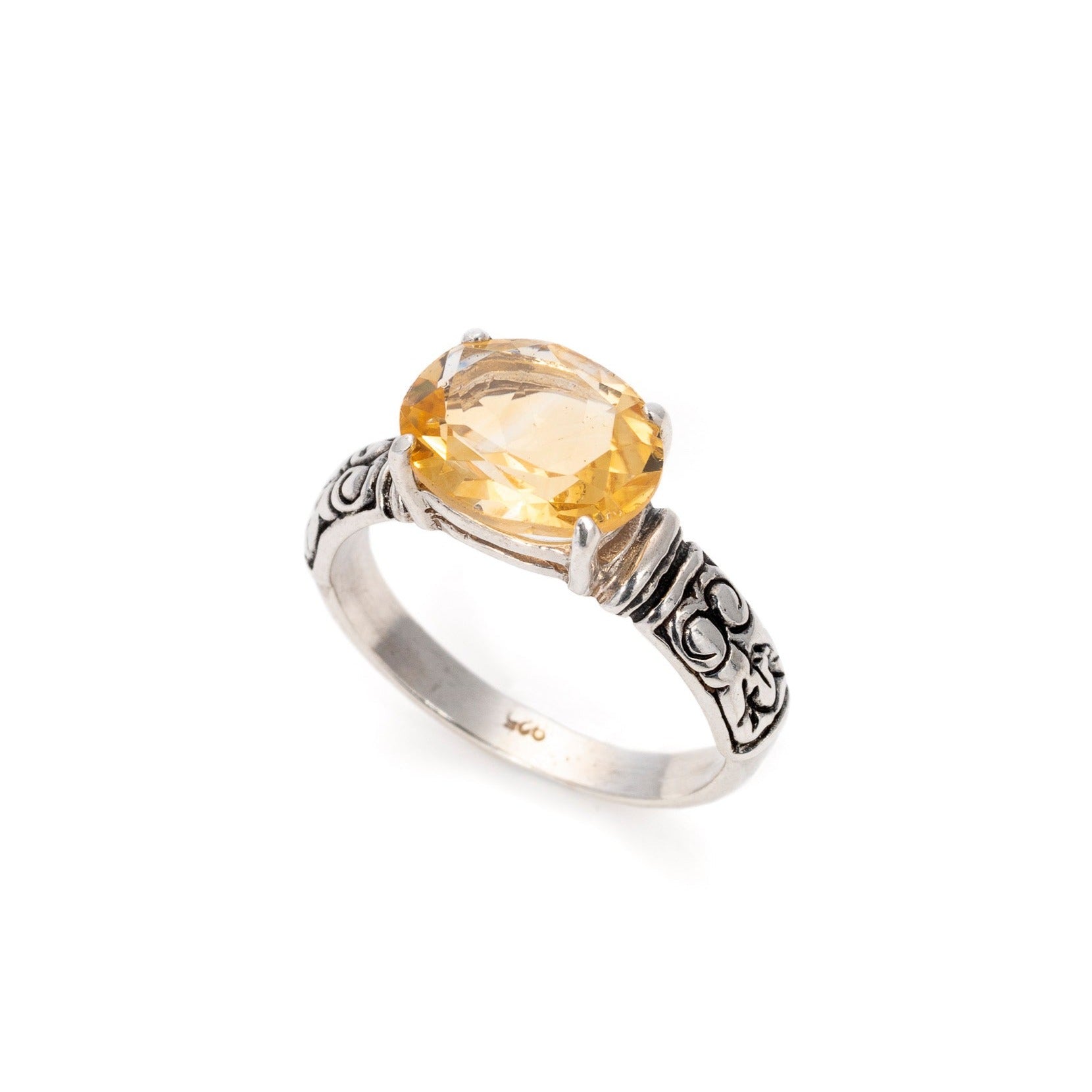 Citrine Ring, November Birthstone, Horizontal Ring, Solid Silver