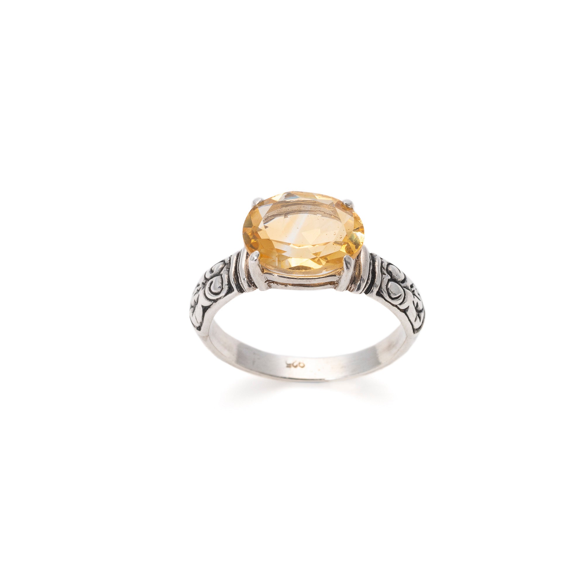 Horizontal Citrine Ring in a Vintage Style